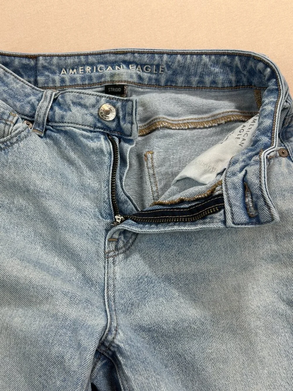 American Eagle Jeans Womens Size 0 Blue Denim Mid Rise Strigid MOM Stretch - Picture 5 of 14
